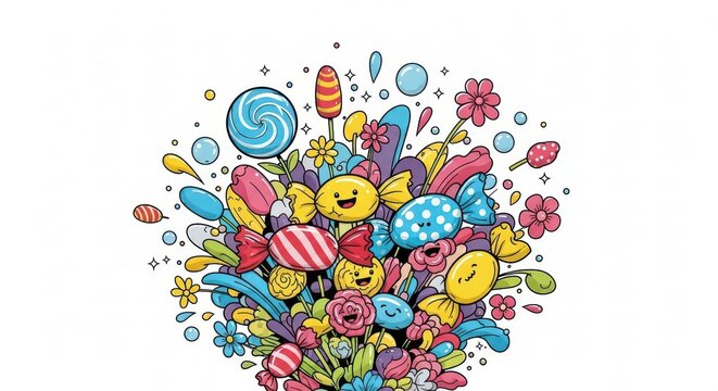 Colorful Easter candy bouquet.