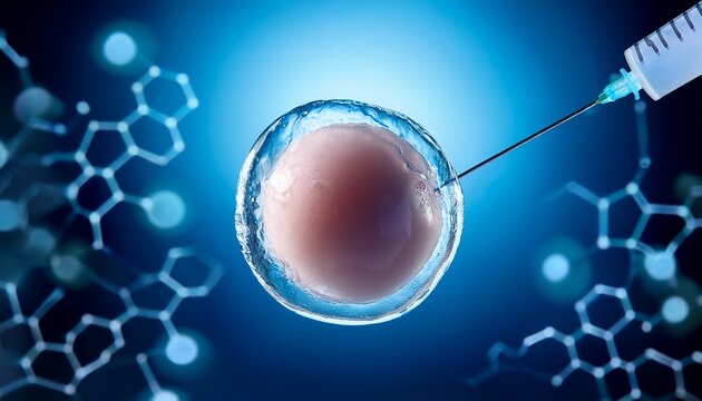a close up of a fertilized egg being injected with a thin needle this image symbolizes fertility medical innovation and the process of in vitro fertilization ivf