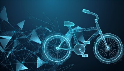 Fototapeta premium abstract silhouette of particles with lines and triangles bicycles
