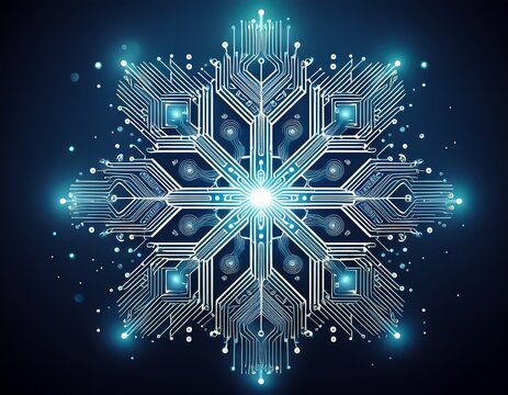 abstract circuit board snowflake digital technology design