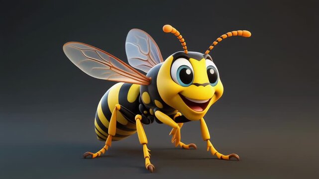 Animated yellow cartoon bird with wings flapping, dynamic motion, vibrant colors, playful style animation