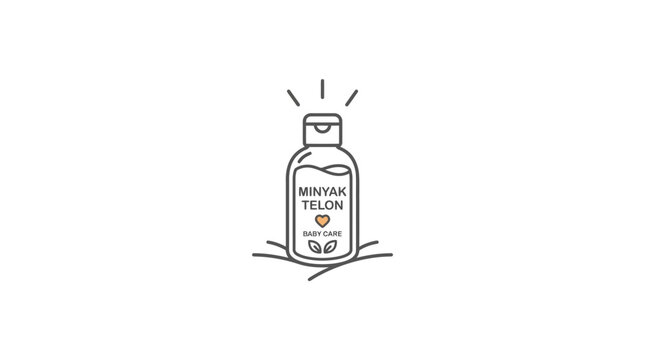 Minyak Telon Bottle Line Art Icon - Baby Care Essential