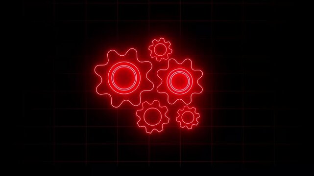 unique cute reddish glowing gear animation rotation loping video in dark background 4k resolution