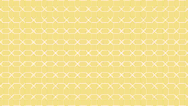 Minimal octagon line seamless pattern in butter yellow and ivory geometric background, 16:9 ratio