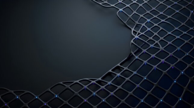 Abstract Luxurious 3D Clay Dark Mode Cyber Security Grid Background with Empty Copy Space