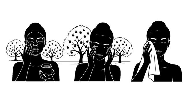 Silhouette of person wearing face mask and wiping face.