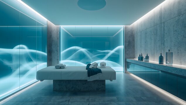Modern futuristic spa treatment room interior