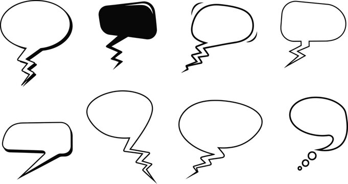 Collection of speech bubbles and thought clouds for comics and cartoons