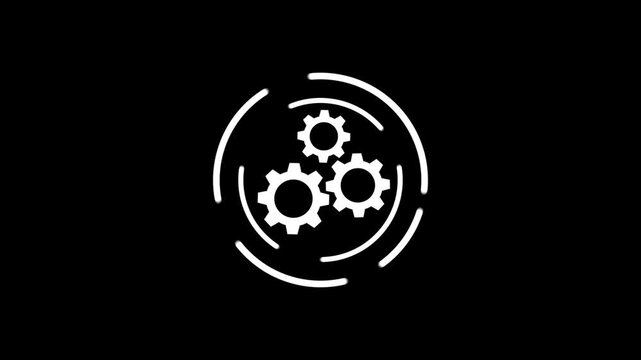 Update glowing setting icon setup animation. setting icon with spinning gears icon animated. Technology gear icon concept animation. 4k motion video.