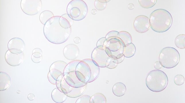 Soap Bubbles, Iridescent Spheres, Shimmering Orbs, Floating Bubbles