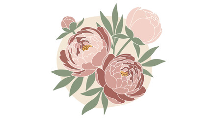 Pink and mauve peony bouquet with green foliage © haikal