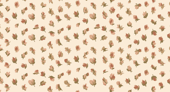 Delicate seamless floral pattern with tiny rosebud motifs