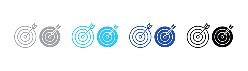 Target bullseye with arrow icon in line and glyph style bullseye precision accuracy illustration interface business strategy marketing achievement shooting dartboard abstract isolated © SilentSmog