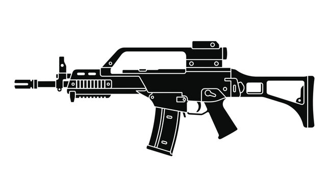 Silhouette of a Modern Assault Rifle with Scope