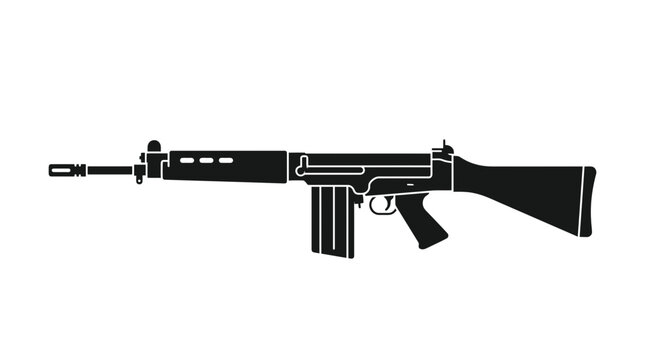 Silhouette of a Vintage Battle Rifle, Military Weapon Icon