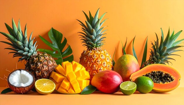 Exotische Fr&uuml;chte mit Ananas, Mango und Papaya