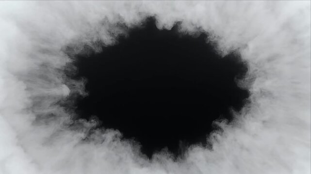 Cinematic smoke cloud background frame with dark hole and abstract texture vapor border mysterious foggy edge design for dramatic poster impact effect surreal fantasy scene dreamy wallpaper and art