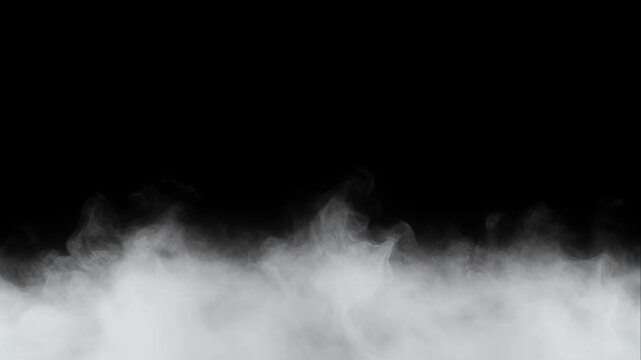 Cinematic smoke cloud background mystical fog vapor abstract texture dark scene spooky atmosphere drifting wave motion border design fantasy mood rising white fog over dark black space surreal