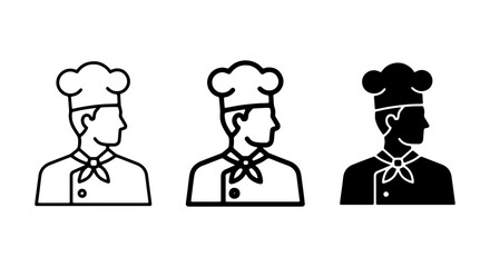 Fototapeta premium Chef Icons Set: Professional Culinary Headwear and Uniform Illustrations for Food Service