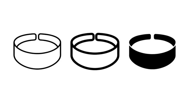 C-Clip Retaining Ring Icons, Metal Fastener Symbols, Industrial Hardware Vector Graphics