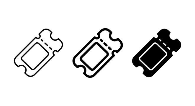 Ticket Icons Set, Vector Graphics, Event Pass Symbols, Admission Stub Designs