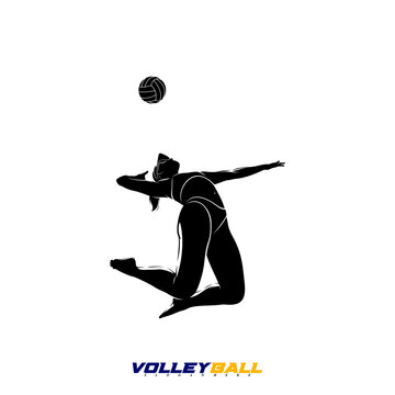 Vector illustration of a female beach volleyball player. Suitable for sports-themed designs, summer games, sports logos, etc.