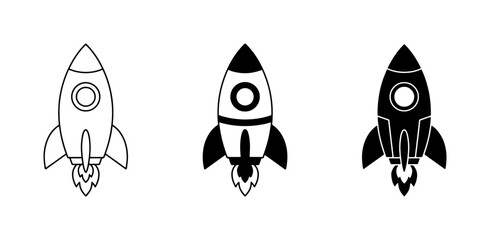 Rocket Ship Icons: Launch, Space Travel, and Exploration Vector Graphics Set © Sahin