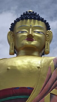 Magnificent seated Buddha statue symbolizes peace, wisdom, and compassion in Himalayan Buddhist tradition.