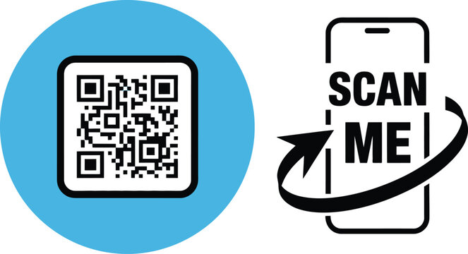 Smartphone scanning QR code icon digital interaction vector illustration