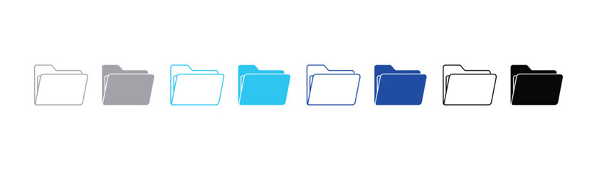 Folder file directory icon set in outline and solid blue style with directory document computer organizer illustration management information business technology interface application © SilentSmog