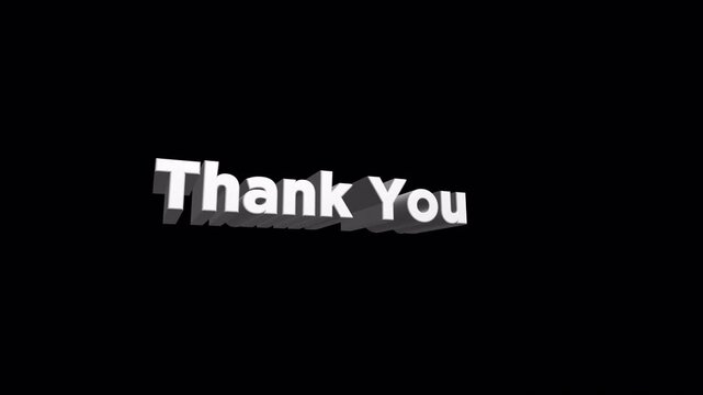 THANK YOU text effect 3D motion effect alpha channel