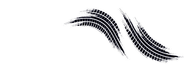 Fototapeta premium Auto tire tread grunge element. Car and motorcycle tire pattern, wheel tyre tread track. Black tyre print.