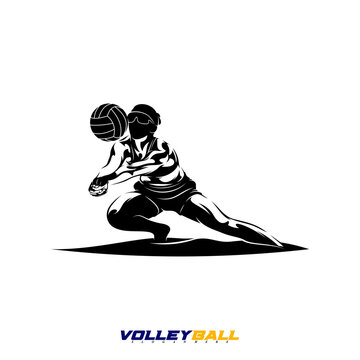 Vector illustration of a female beach volleyball player. Suitable for sports-themed designs, summer games, sports logos, etc.