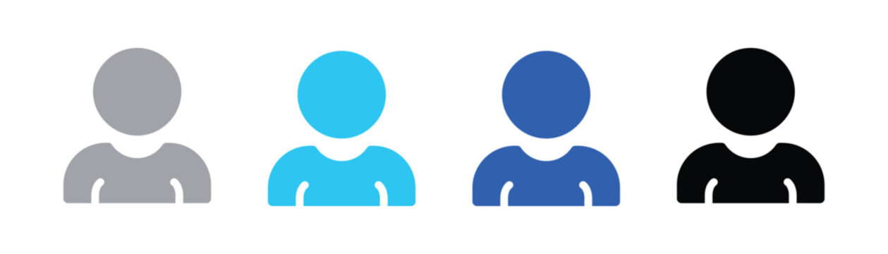 Simple user profile avatar icon in flat black graphic style with interface illustration silhouette identity application character individual minimalist shoulders employee customer corporate
