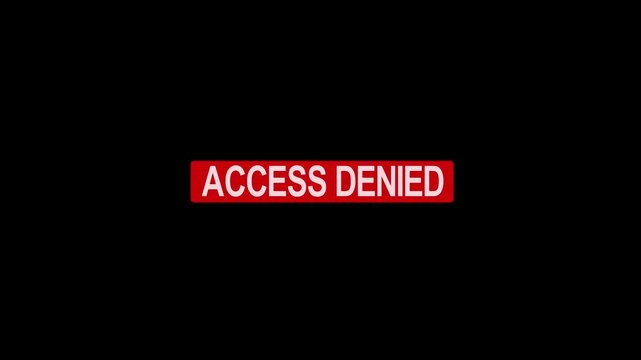 Digital access denied warning sign flashing on dark screen interface, cyber security breach alert concept, unauthorized entry notification for computer network protection and