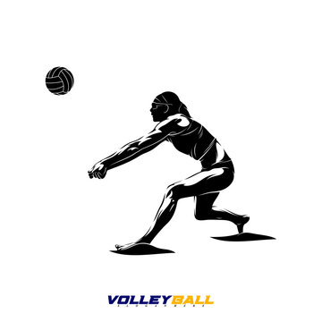 Vector illustration of a female beach volleyball player. Suitable for sports-themed designs, summer games, sports logos, etc.