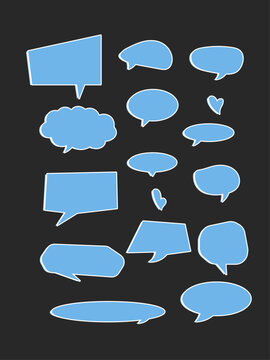 Set of Light Blue Hand Drawn Speech Bubble Icons
