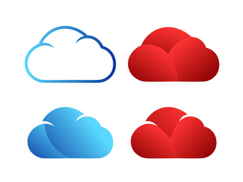 Set of Colorful Stylized Cloud Icons and Graphic Elements