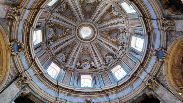 Dome interior painting of Santissimo Nome di Maria al Foro Traiano church in Rome Italy
