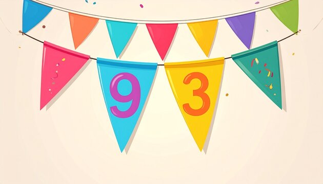 Festive Flag Garland with Number 93 for Birthday and Anniversary Party