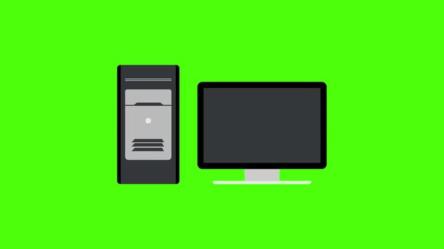 Desktop PC Computer Setup and CPU Mockup Green Screen Animation
