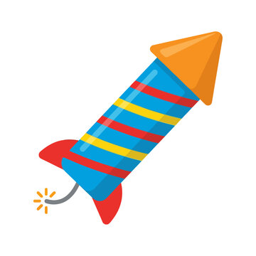 Colorful Firework Rocket Illustration for Festive Celebration and Holiday Graphics
