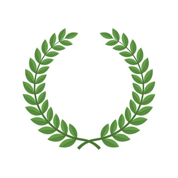 Green Laurel Wreath Emblem for Achievement Recognition and Award Victory Symbols