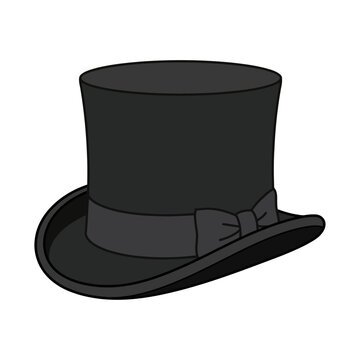 Elegant Black Top Hat Icon Classic Formal Gentleman Headwear Illustration