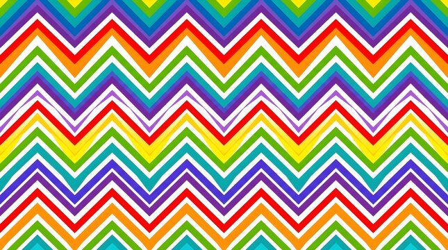 Colorful rainbow chevron pattern background with dynamic zigzag lines