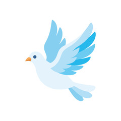 Fototapeta premium Minimalist Flat Blue and White Flying Dove Icon Representing Peace and Freedom