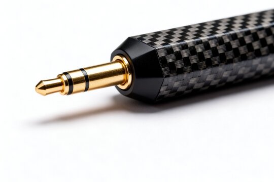 Closeup of a gold and black audio jack