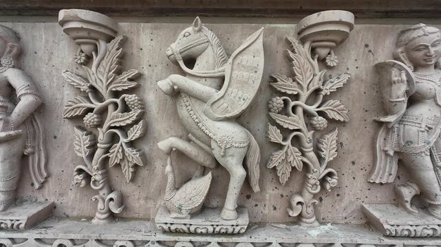 Deep Carvings and Intricate Bas-Relief Design Patterns on the Wall of Baba Mastnath Temple at Rohtak Haryana