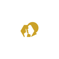 Fototapeta premium Silence is golden, head and hand gesture logo.