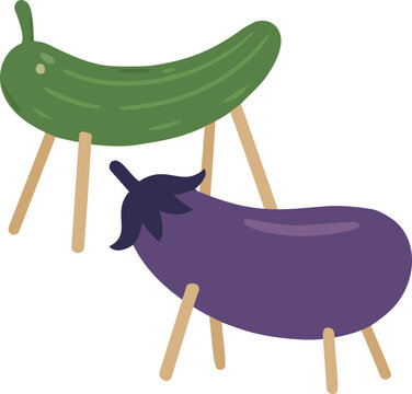 お盆のなすときゅうりの精霊馬のベクターイラスト